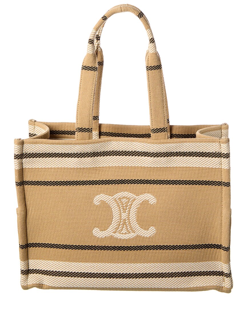 Celine Cabas Thais Large Canvas Tote In Beige