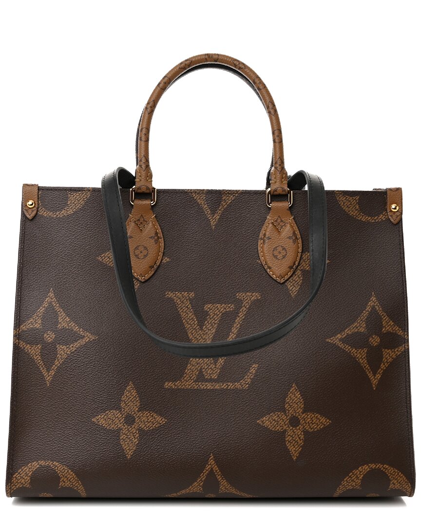 Pre-owned Louis Vuitton Brown Monogram Reverse Coated Canvas Onthego Mm Reverse  (authentic )