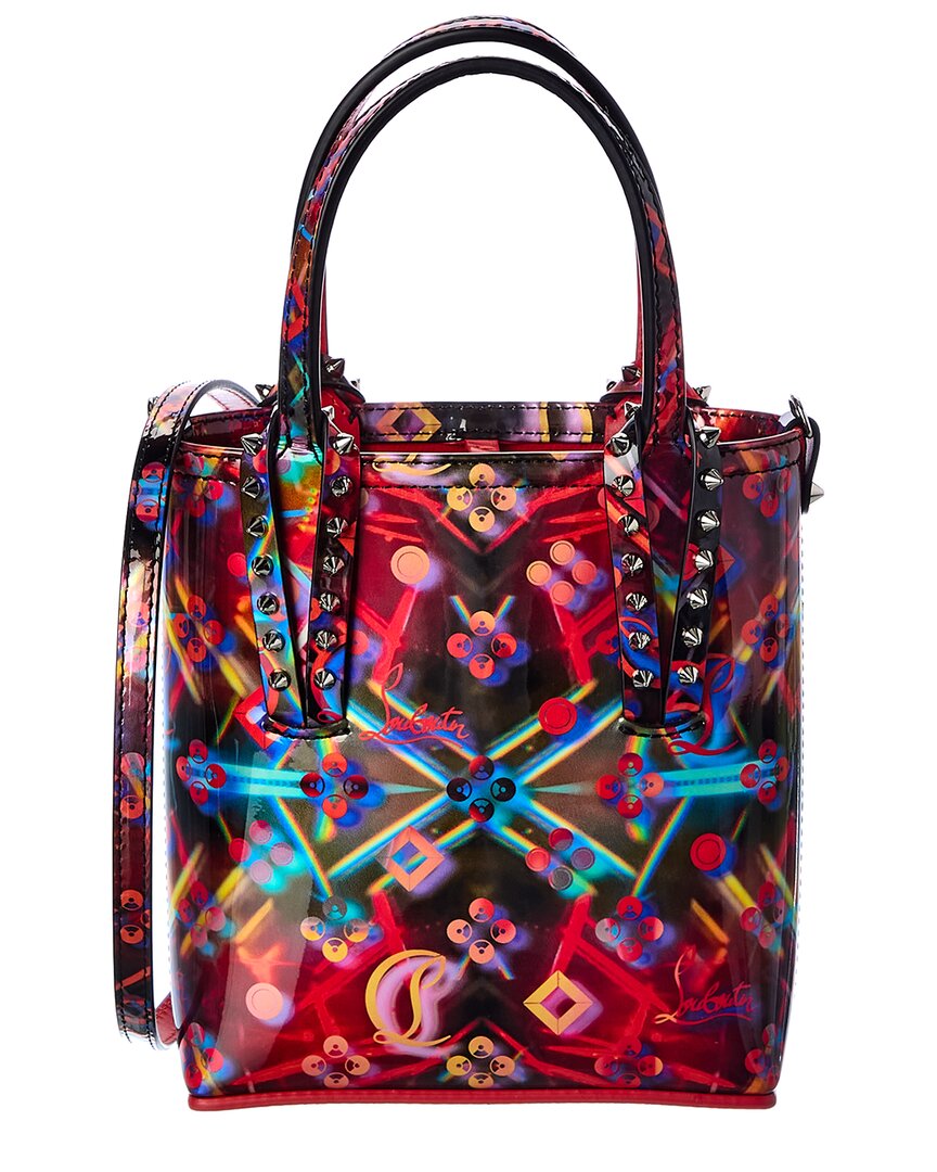 CHRISTIAN LOUBOUTIN: Cabata patent leather bag with discolaser print - Red