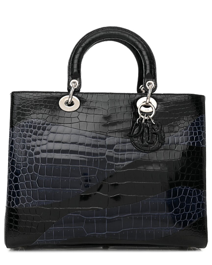 Dior Black Alligator Large Lady  (authentic )