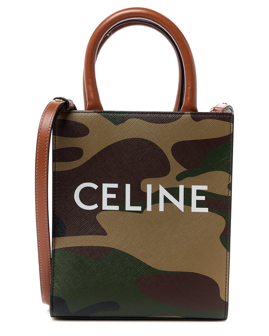 Celine Brown Calfskin Coated Canvas Mini Vertical Cabas (authentic Pre-loved)