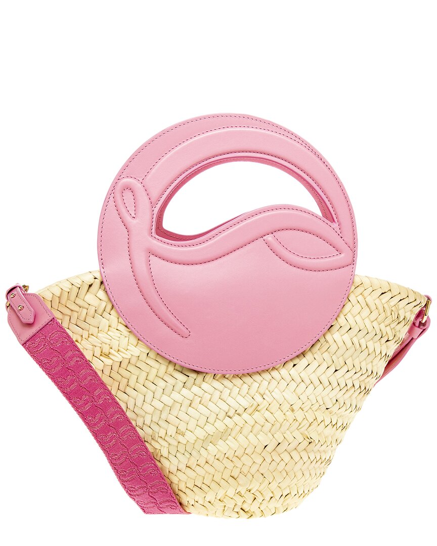 Christian Louboutin Biloumoon Raffia & Leather Basket Tote In Pink