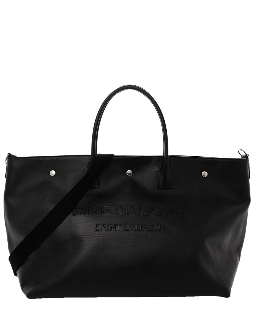 Saint Laurent Black Leather Maxi Rive Gauche Tote (authentic )