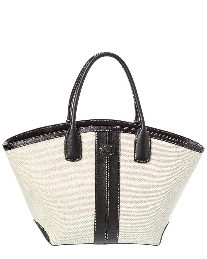 Tod's Logo Media Raffia Tote