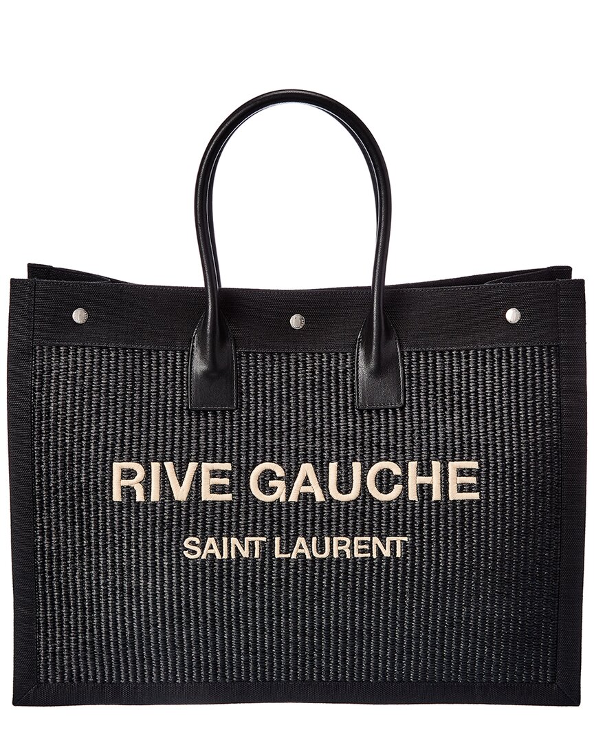 Saint Laurent Rive Gauche Raffia & Leather Tote