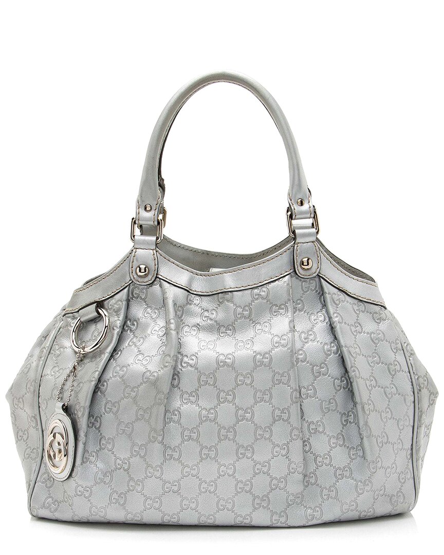 Gucci Silver Ssima Leather Sukey Medium Tote (authentic Pre-loved)