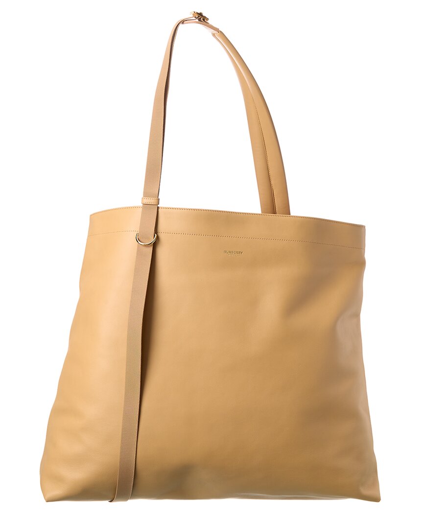 Shop Burberry Astra Large Leather Tote In Beige