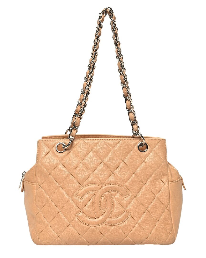 Pre-owned Chanel Beige Caviar Leather Petit Timeless Tote (authentic Pre-loved)