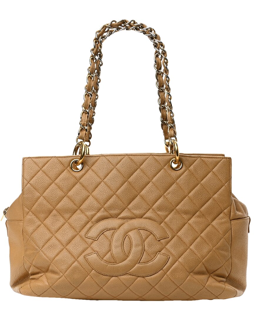 Pre-owned Chanel Beige Caviar Leather Grand Timeless Tote (authentic Pre-loved)