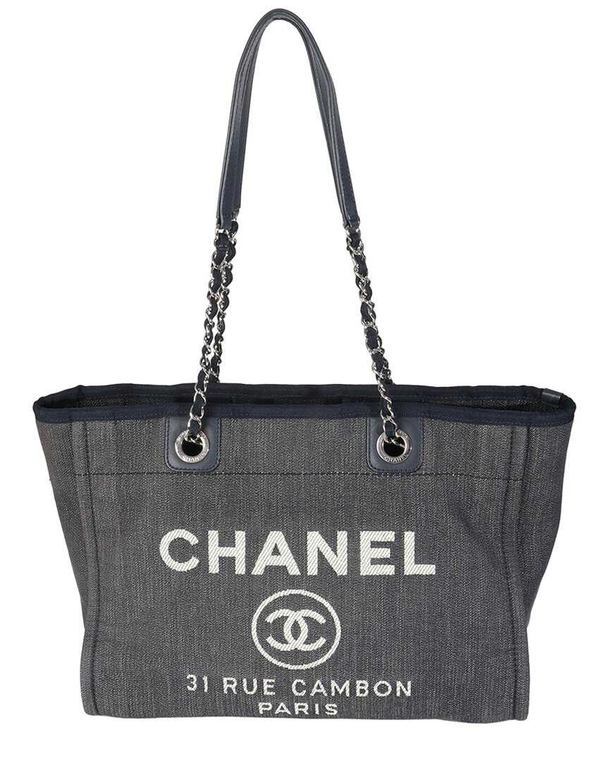 Pre-owned Chanel Blue Denim Small Deauville Tote (authentic Pre-loved)