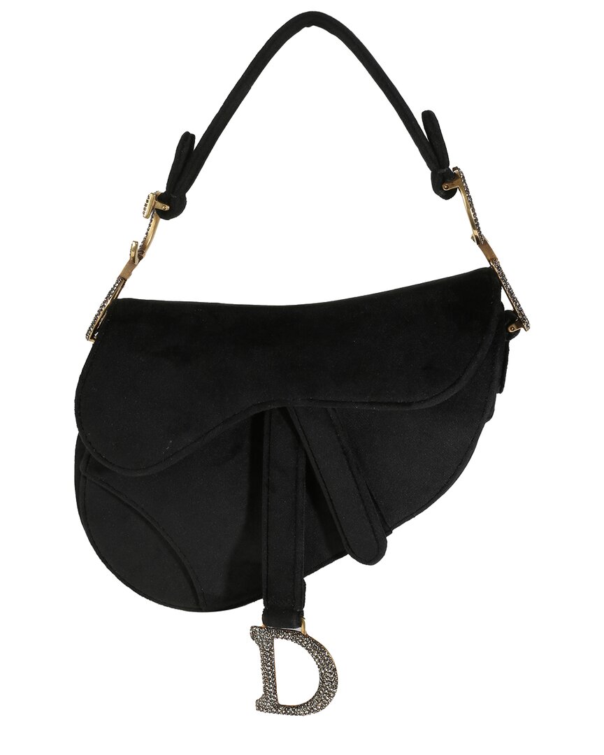Dior Christian  Crystal Mini Velvet Saddle Bag