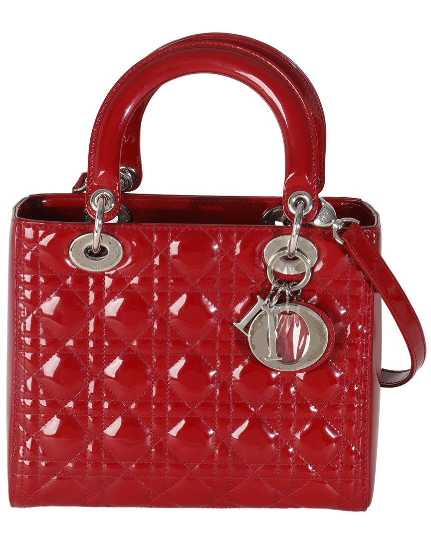 Dior Red Patent Leather Medium Lady  (authentic Pre-loved)