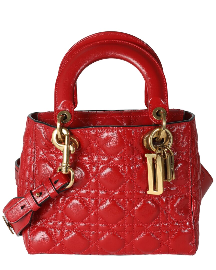 Dior Red Leather Small Lucky Badges My Lady  (authentic Pre-loved)