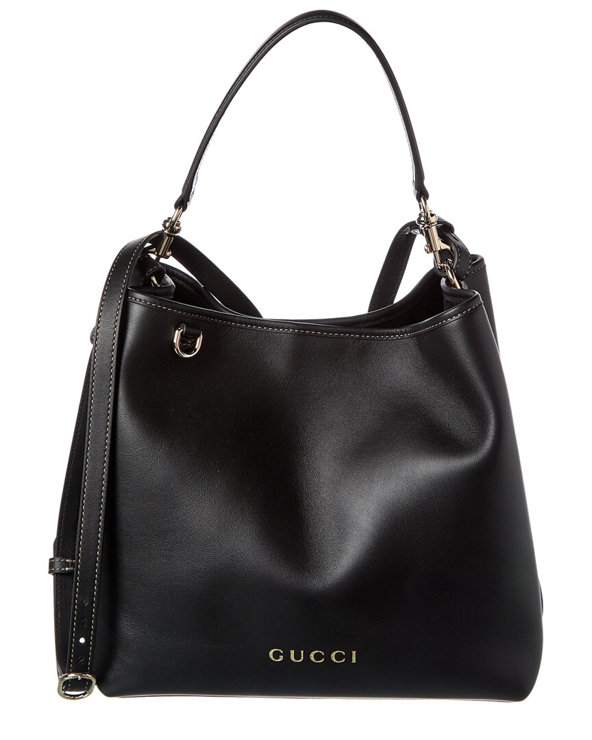 Gucci Gg Emblem Small Leather Bucket Bag