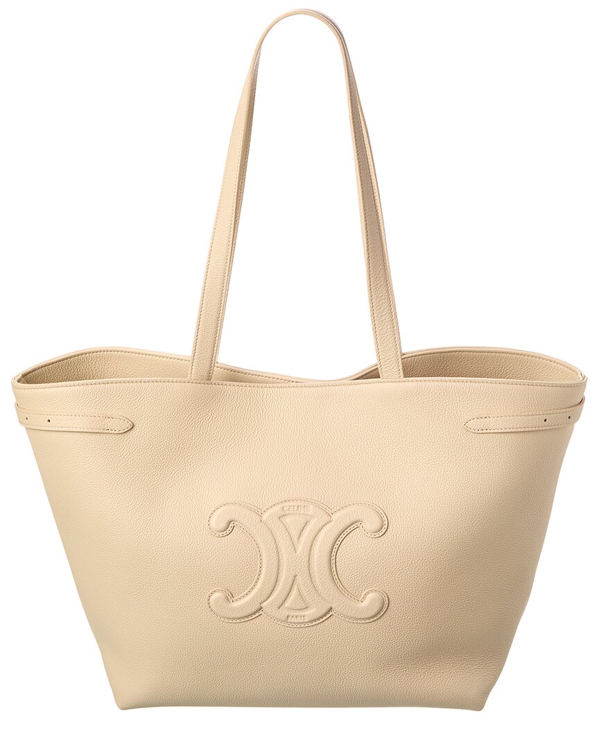 Celine Cabas Medium Leather Tote In White