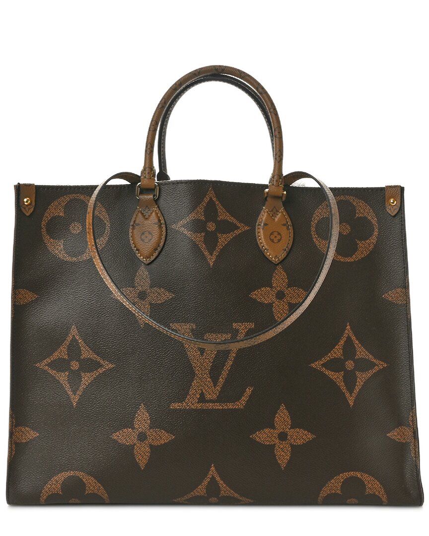 Pre-owned Louis Vuitton Brown Monogram Reverse Coated Canvas Onthego Gm (authentic Pre-loved)