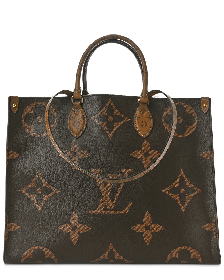 Pre-owned Louis Vuitton Brown Monogram Reverse Coated Canvas Onthego Gm (authentic Pre-loved)