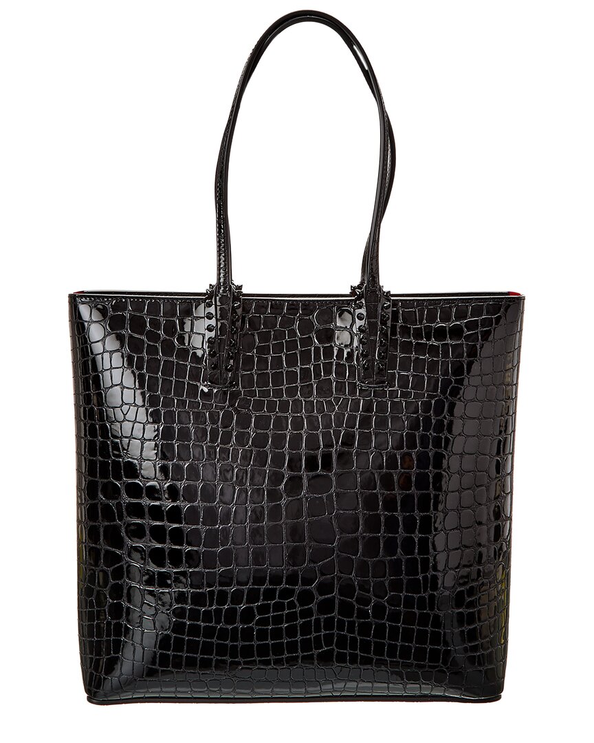 Christian Louboutin Cabata Alligator-embossed Patent Tote In Black