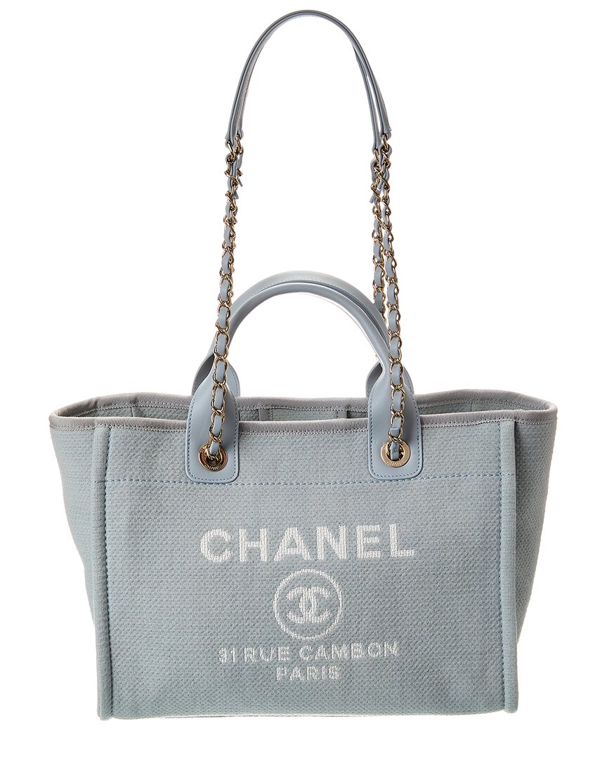 Pre-owned Chanel Blue Monogram Canvas Deauville Xl Tote (authentic Pre-loved)