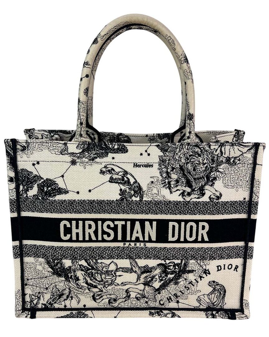 Dior Black Canvas Book Embroidered Medium Stars & Signs Tote (authentic Pre-loved)