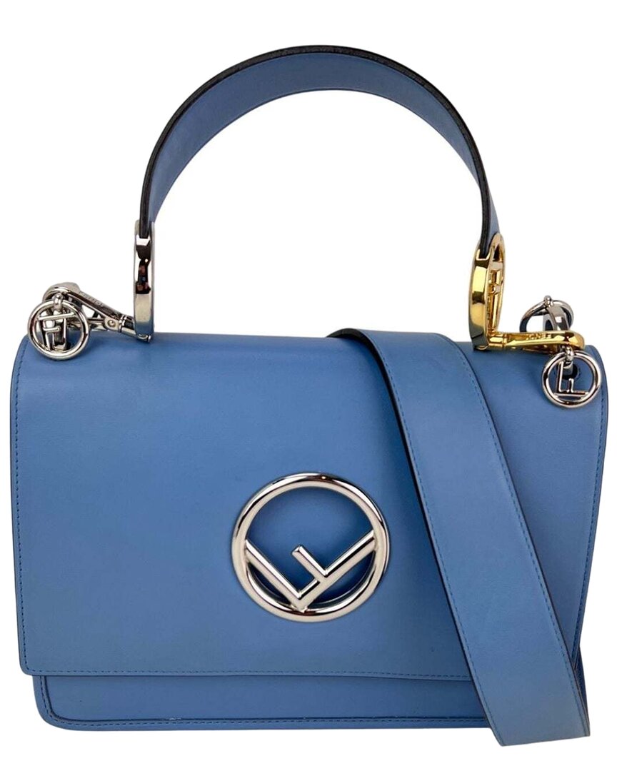 Fendi Blue Leather F Kan 1 Medium Shoulder Handbag (authentic Pre-loved) In Blue