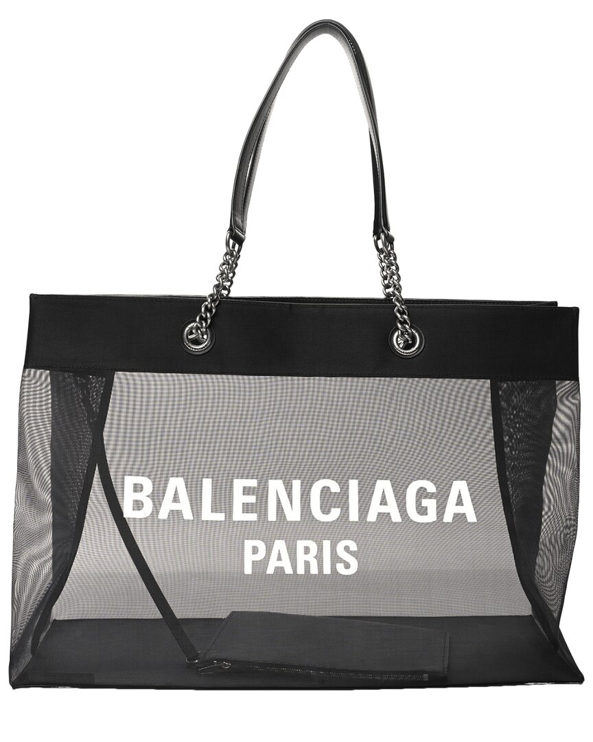 Balenciaga Black Canvas Mesh Large Duty Free Tote (authentic Pre-loved)