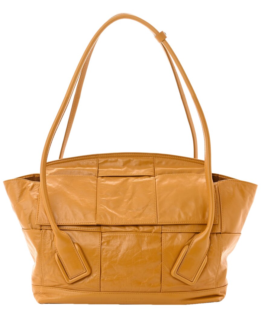 Bottega Veneta Yellow Maxi Intrecciato Leather Paper Maxi Medium Arco Slouch (authentic Pre-loved)