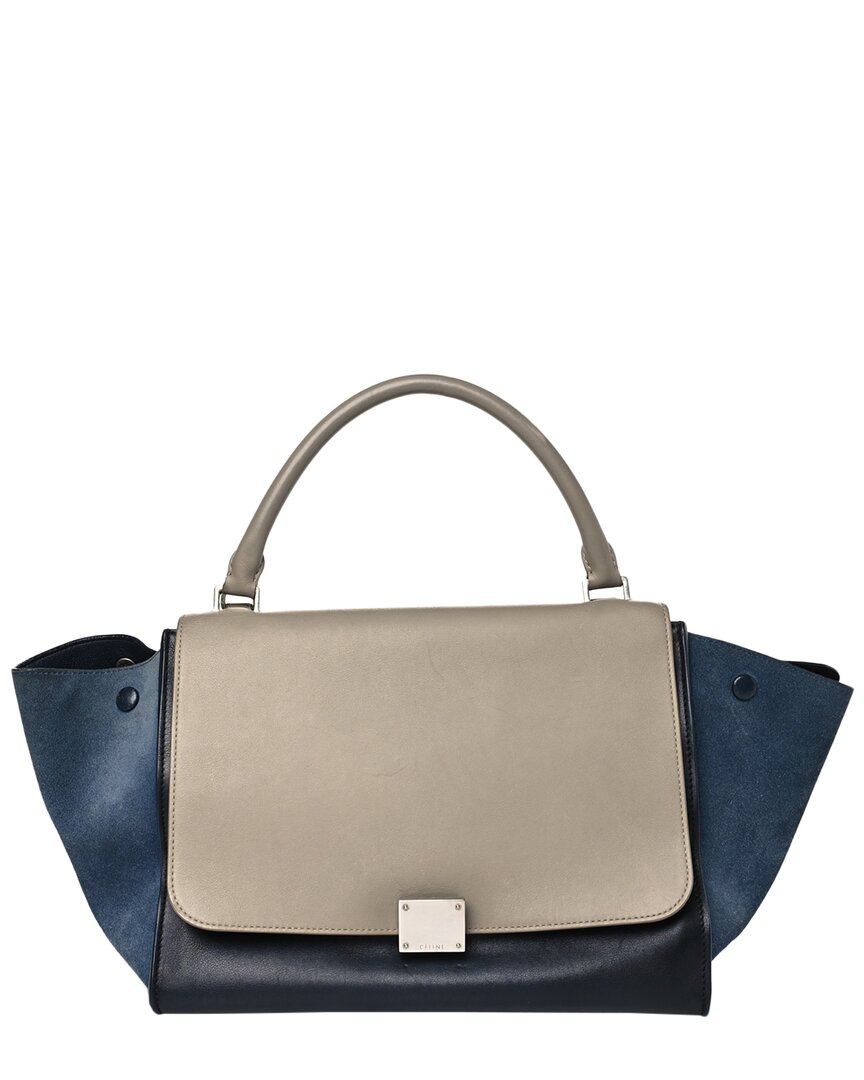Celine Sand Calfskin Leather Medium Tri-color Trapeze (authentic Pre-loved)
