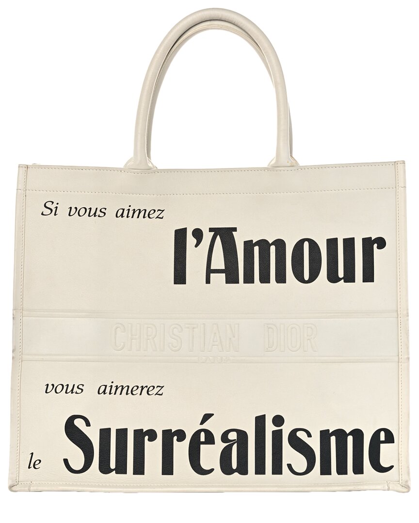 Dior Ivory Calfskin Leather Large Surrealism Book Tote (authentic Pre-loved)