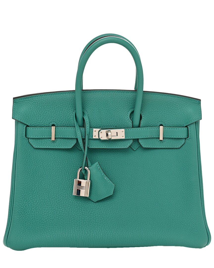 Pre-owned Hermes Hermès Vert Verone Togo Leather Birkin 25 (authentic Pre-loved)