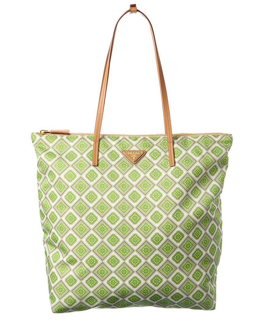 Prada Logo Nylon Tote In Blue