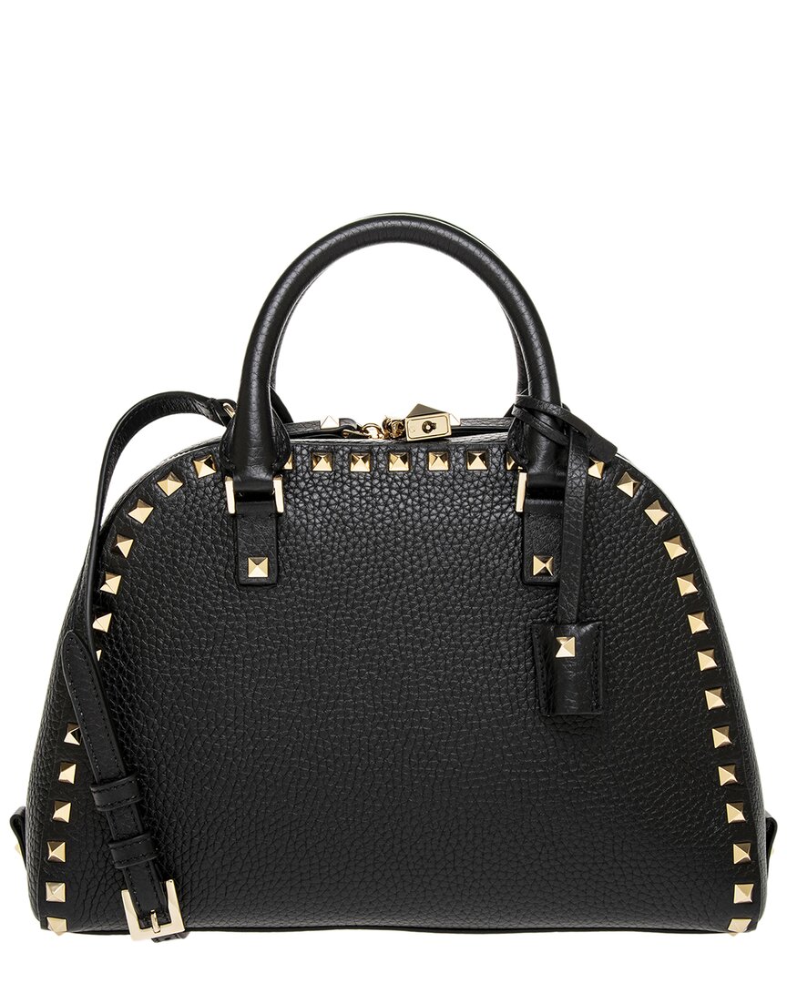 Valentino Rockstud Leather Tote In Black