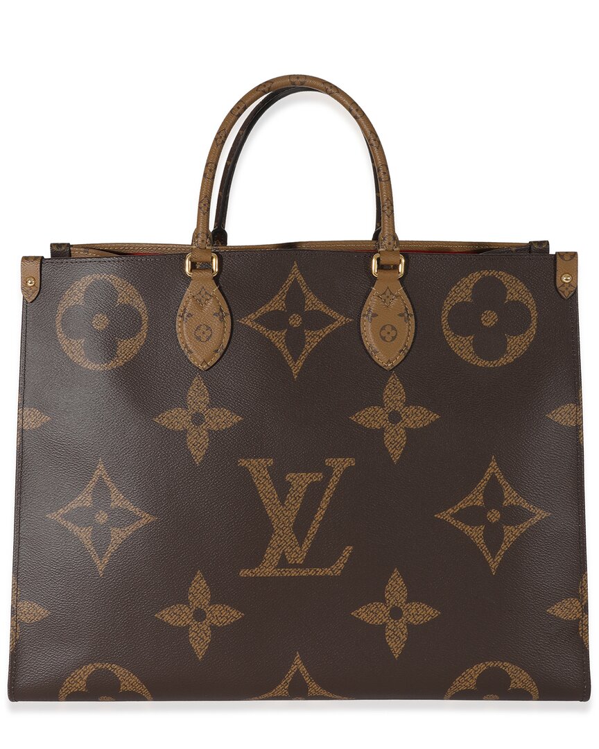 Pre-owned Louis Vuitton Brown Giant Monogram Reverse Onthego Gm (authentic Pre-loved)