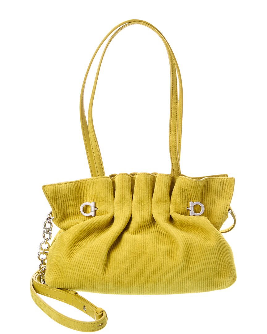 Ferragamo Logo Suede Tote In Brown