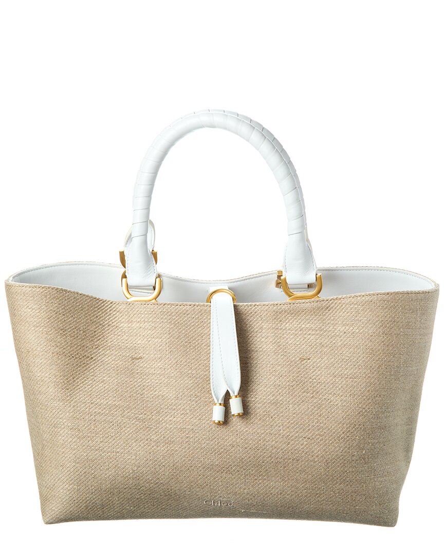 Chloé Marcie Canvas & Leather Tote In Sand