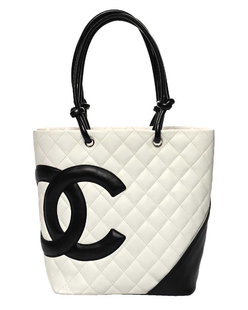 Pre-owned Chanel White Leather Cambon Tote (authentic Pre-loved)