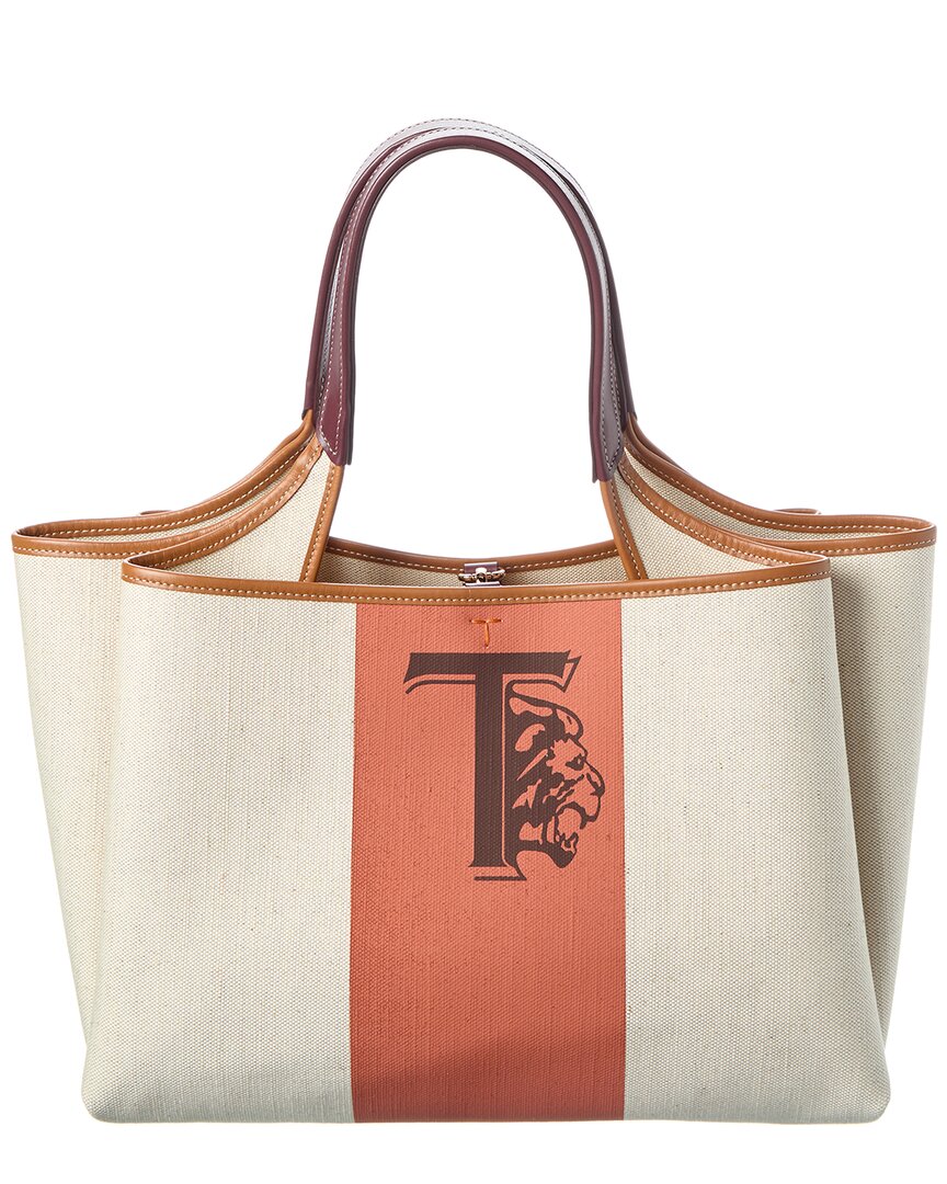 Tod's Canvas & Leather Tote In White