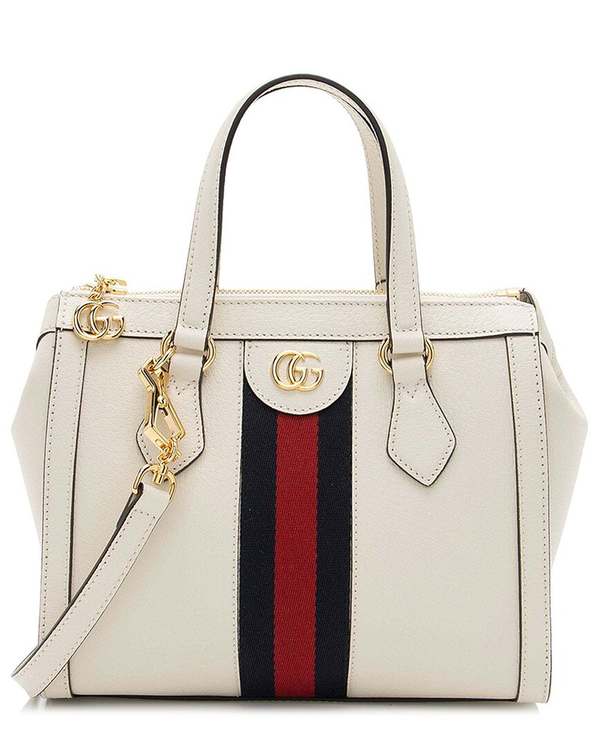 Gucci White Leather Ophidia Small Tote (authentic Pre-loved) In White
