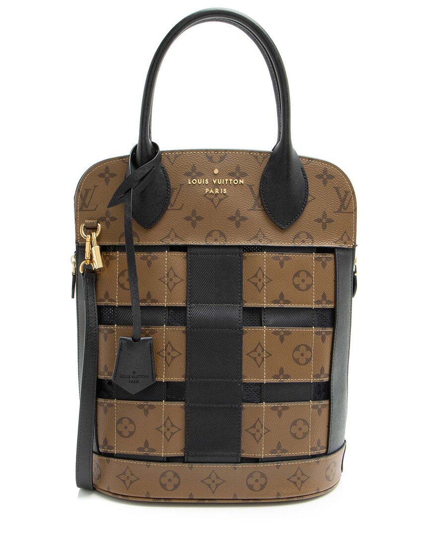 Pre-owned Louis Vuitton Black Reverse Monogram Tressage Mm (authentic Pre-loved)