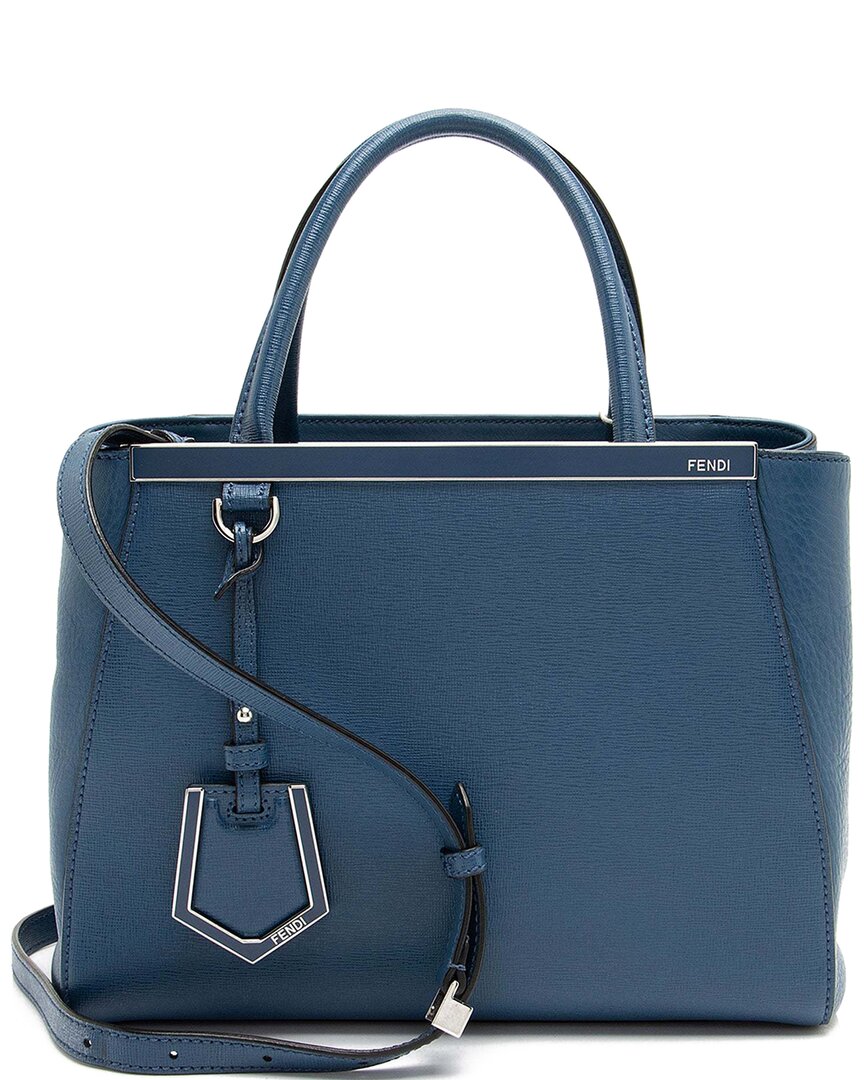 Fendi Dnu  Blue Leather Petite 2jours Tote (authentic Pre-loved) In Blue