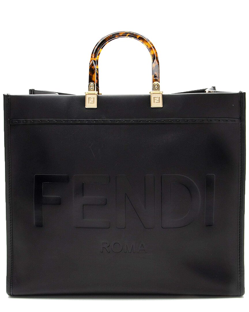 Fendi Black Leather Sunshine Large Shopper Tote (authentic Pre-loved) In Black