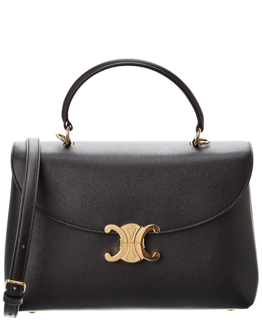 Celine Nino Medium Leather Satchel In Black