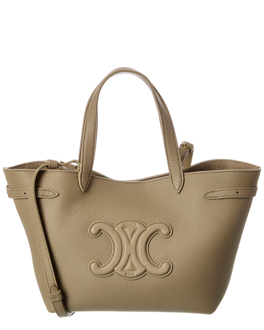 Celine Cabas Anais Mini Leather Tote In Gray