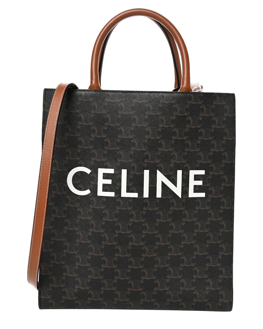 Celine Tan Triomphe Coated Canvas Small Vertical Cabas (authentic Pre-loved)