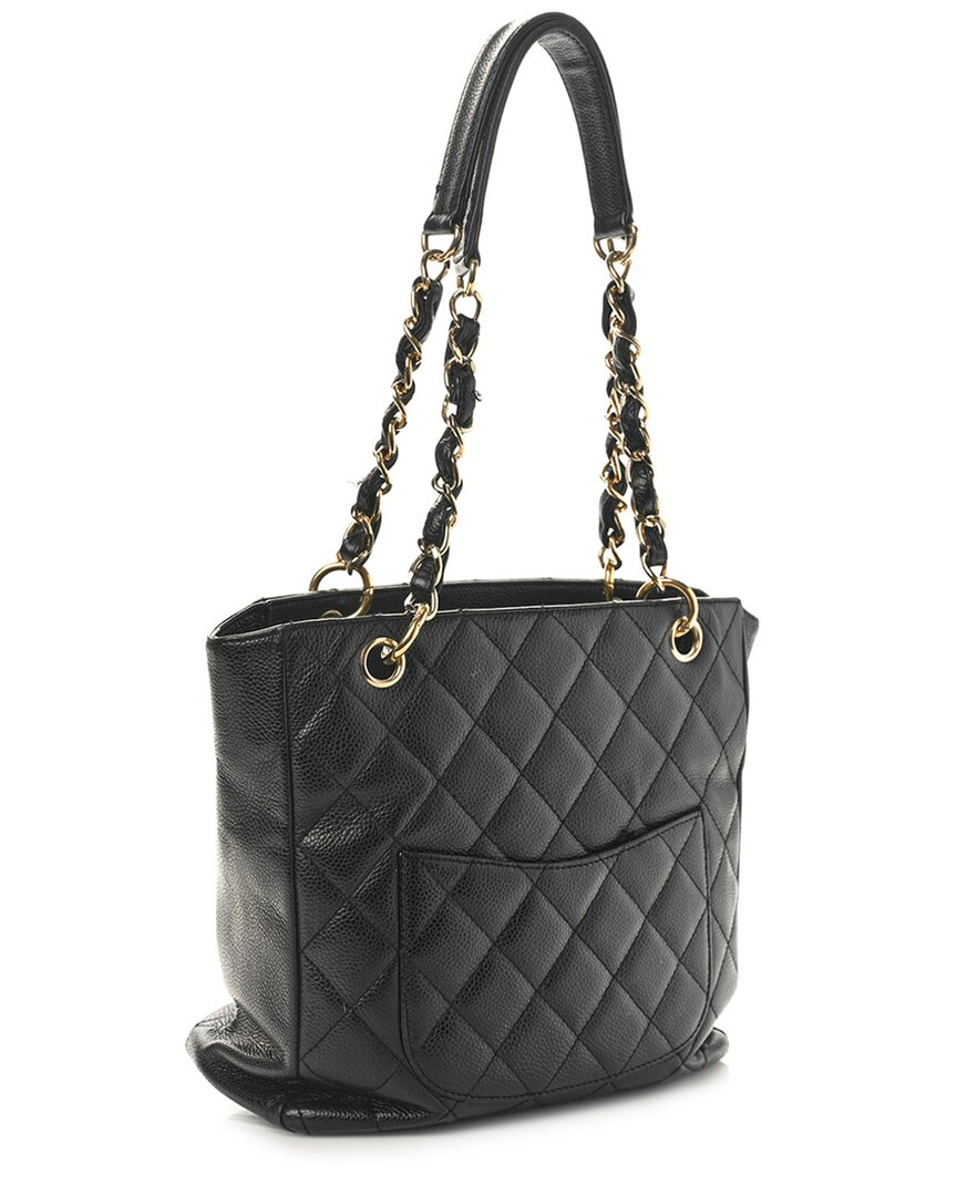 Pre-owned Chanel Black Caviar Leather Petit Shopping Tote Ghw (authentic Pre-loved)