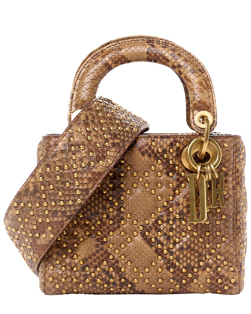 Dior Brown Snakeskin Studded Mini Lady  (authentic Pre-loved)