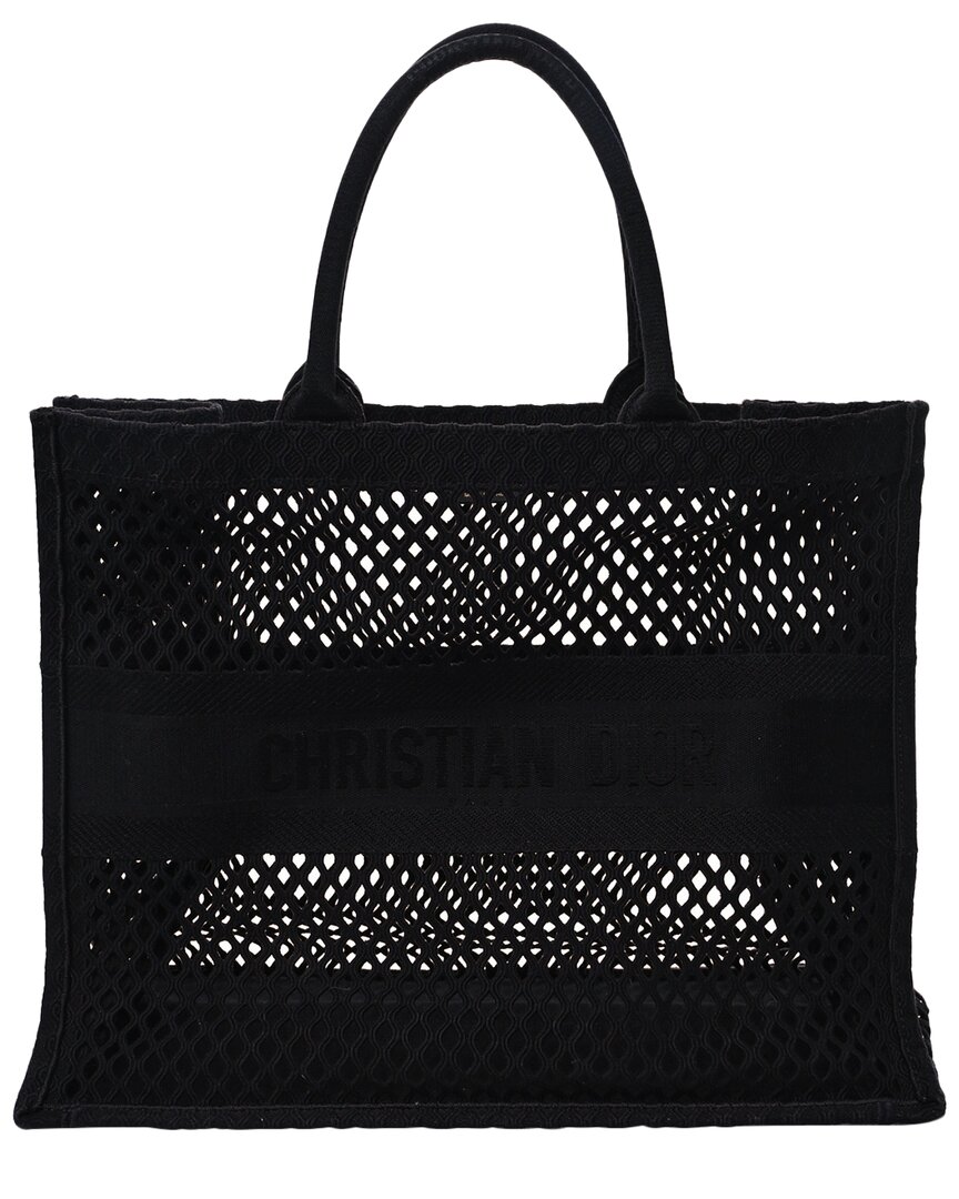 Dior Black Canvas Mesh Embroidered Book Tote (authentic Pre-loved)