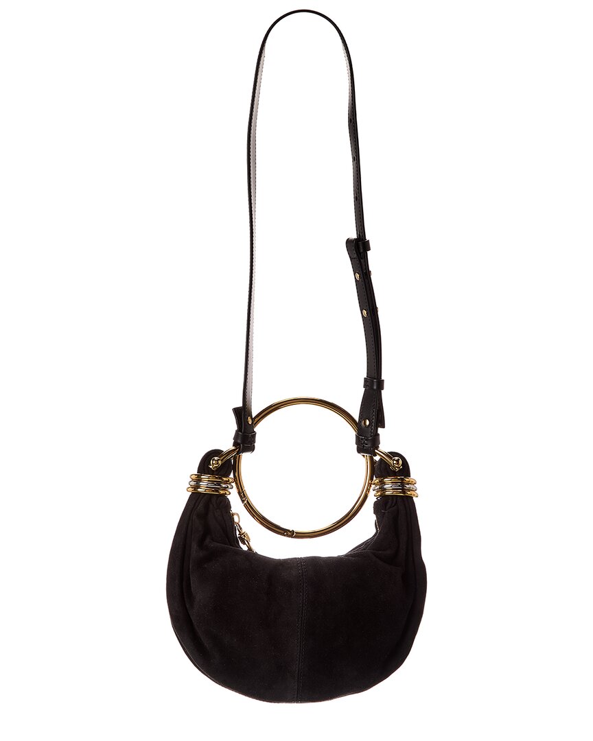 Chloé Bracelet Small Suede Hobo Bag In Black