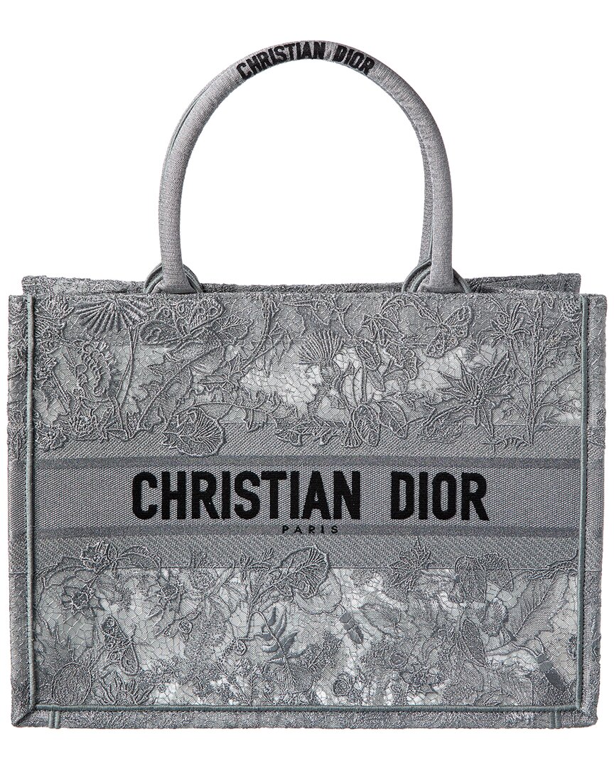 Dior Book Medium Tote In Silver