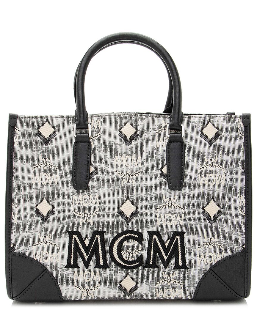 Mcm Black Monogram Jacquard Small Tote (authentic Pre-loved)